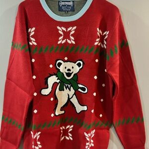 Grateful Dead Red Crewneck Sweater with Dancing Bear Christmas sweater